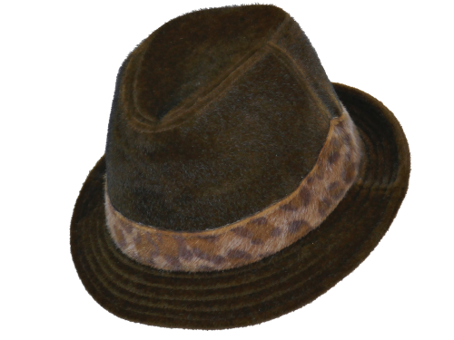 Ladies Trilby in faux cowhide & animal print
