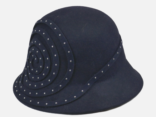 Navy Felt Studded Cloche 1920's style OS-138