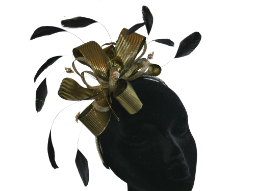 Black and Gold Ribbon Fascinator ANN-045