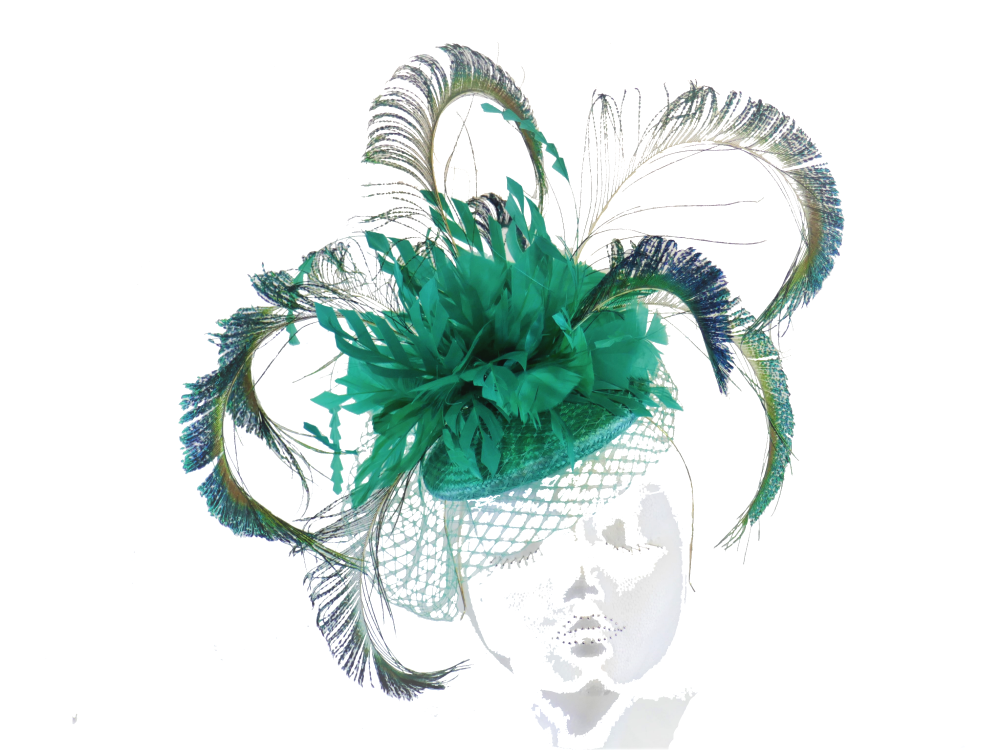 Peacock Fascinator jade green blues handmade by Anna at The Beverley Hat Co