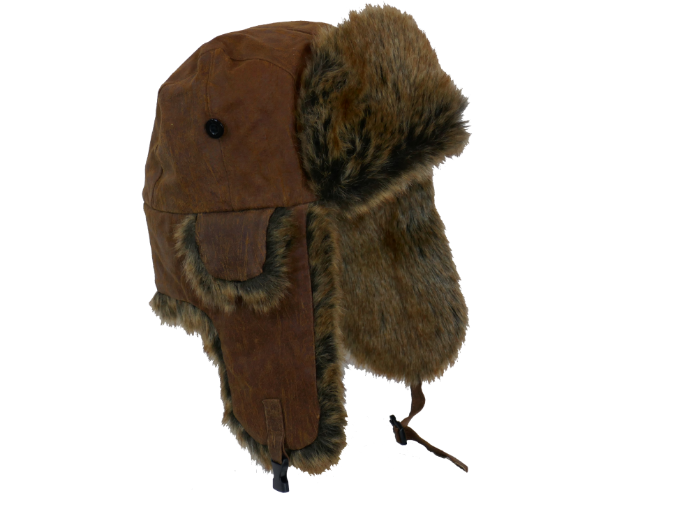 Whiteley Unisex Real Leather Trapper with Faux Fur BROWN