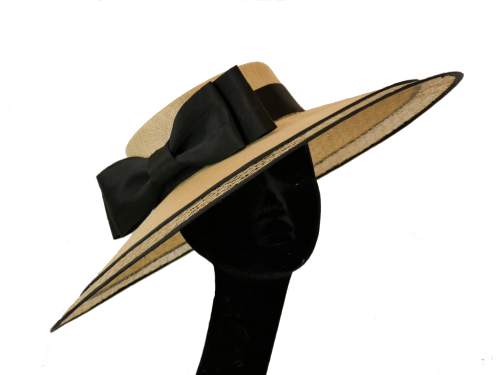 Pale gold & Black Boater