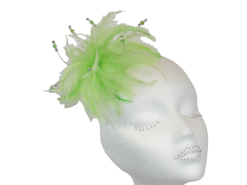 Lime feather fascinator with Swarovski crystals ANN-MFF