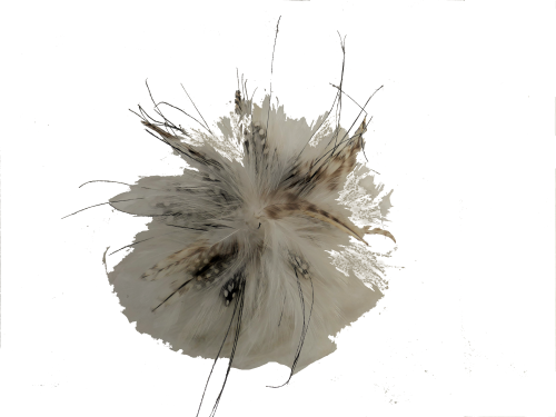 Ivory & brown spot feather fascinator BET-276