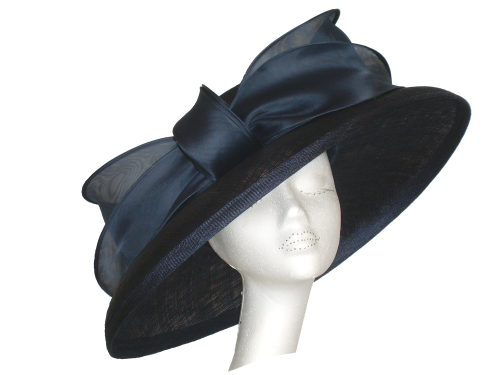 Navy hat with large organza bow detail by Whiteley WHC-429/829