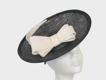 Dark navy disc hat with White or Ivory bow detail WHC 643/142