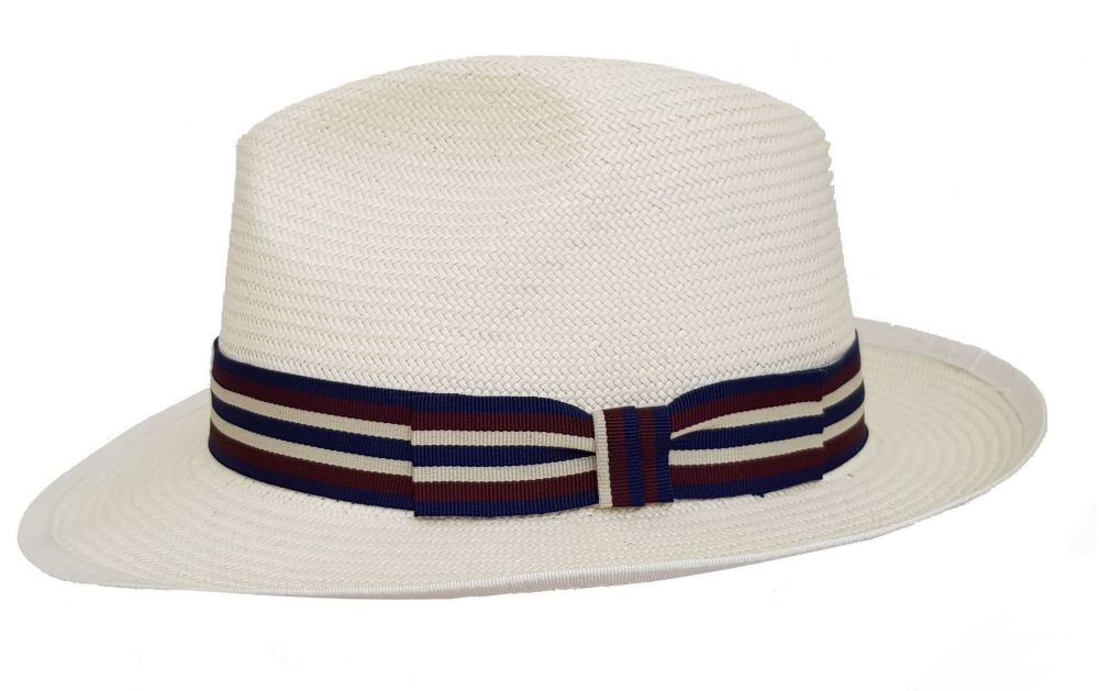 Mayfair Regimental Panama Hat Band 4 - Navy/Red
