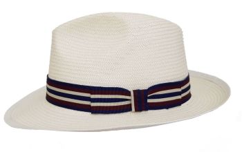 Regimental Panama Hat Band 4 - Navy/Red