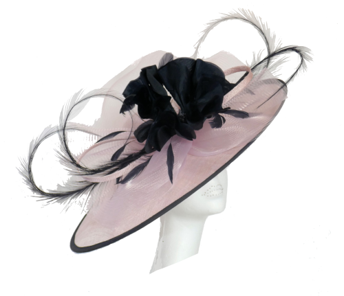 Blush pink & dark navy saucer hat SNX-RJ806