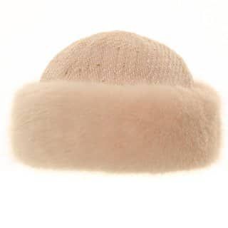 Pale pink tweed with faux fur trim AW134