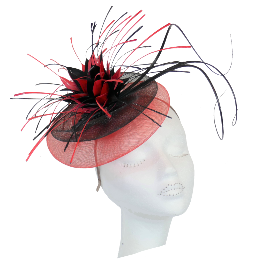 Red and Black Crin fascinator OS-441