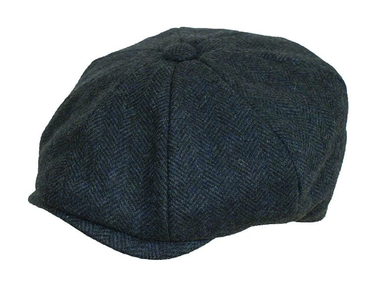 Denton Hats 8 pc Navy wool Herringbone Peaky Blinders cap BL102