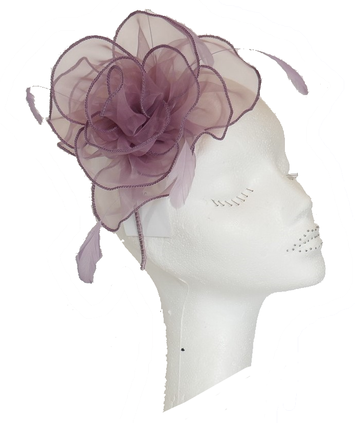 Heather/Mauve Organza Rose on alice band - LB400