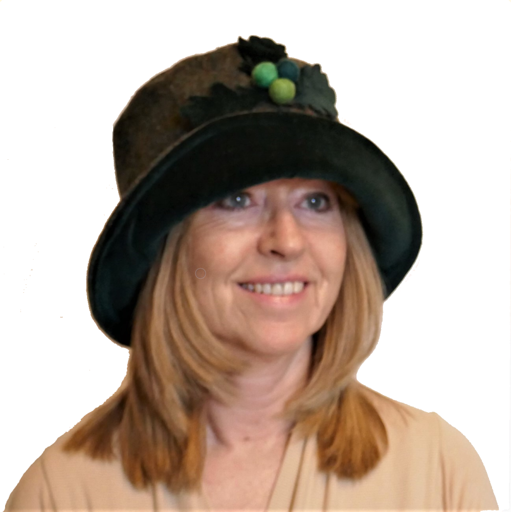 ANN-029 Donegal Tweed & Dark Green velvet hat with acorn trim