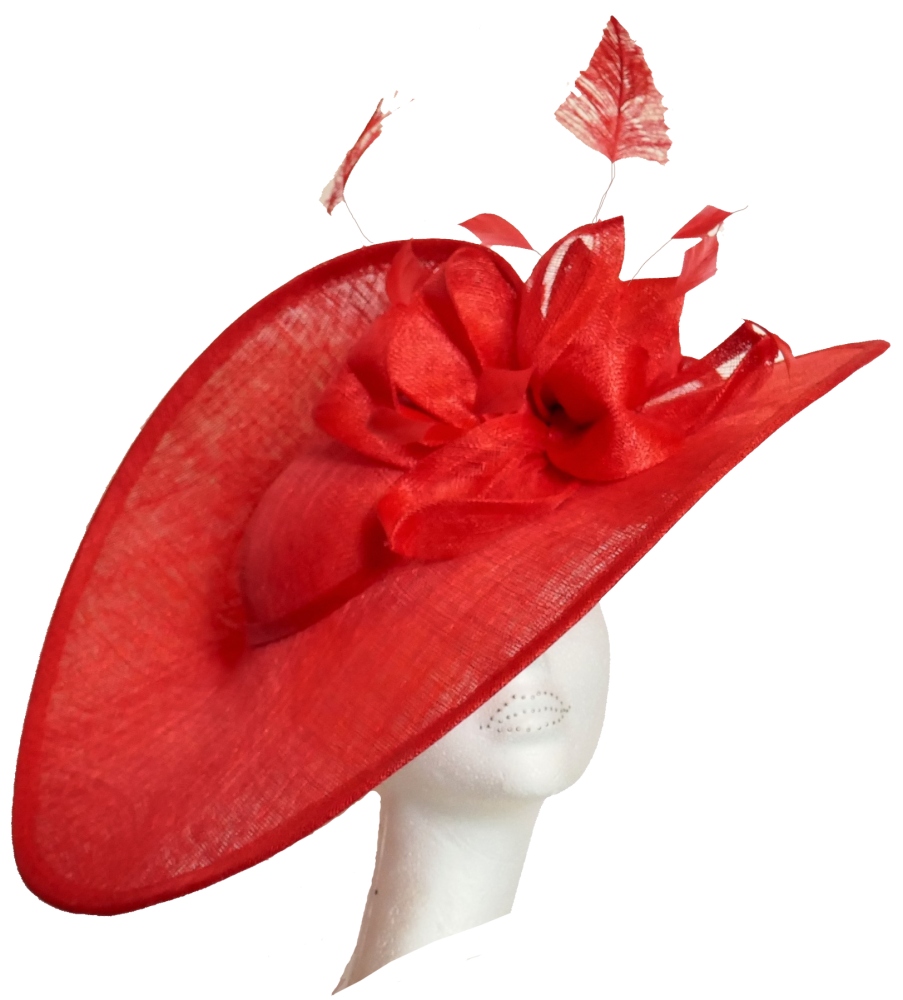 Dramatic large split disk hat WD5  in Poppy Red also available in Navy
