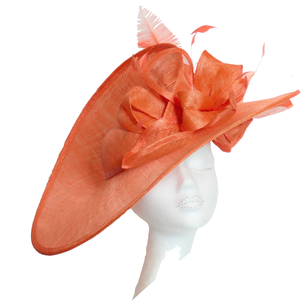 Dramatic large split disk hat WD5  in Orange also available in metallic white