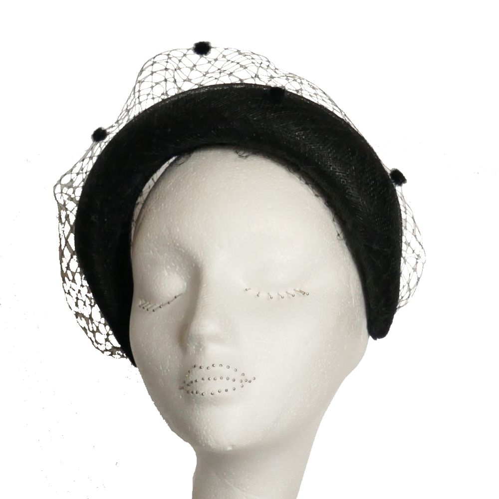 Black headband with veiling trim FM-9325
