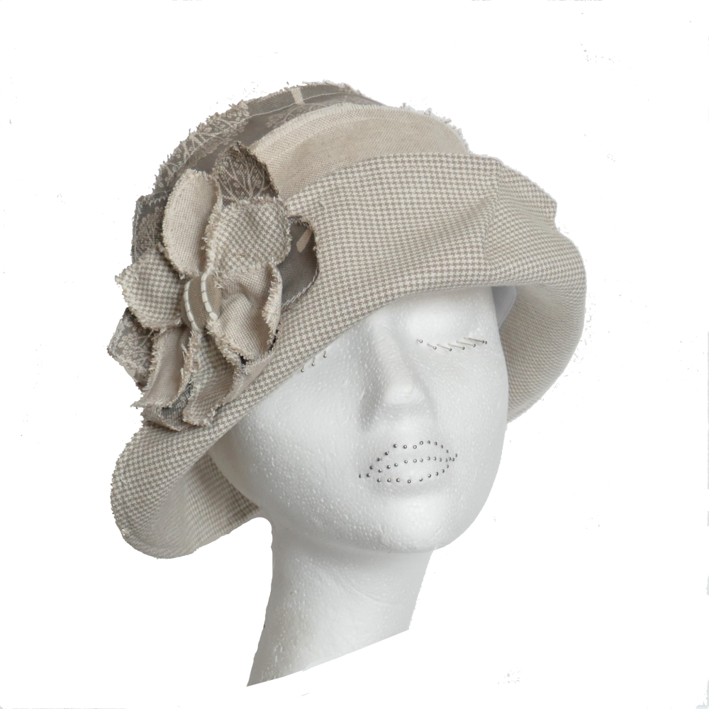 Ladies  Cloche Sunhat in natural linens SIZE MED
