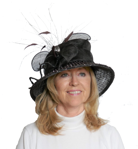 Chocolate brown hat with diamonte brim BL8905
