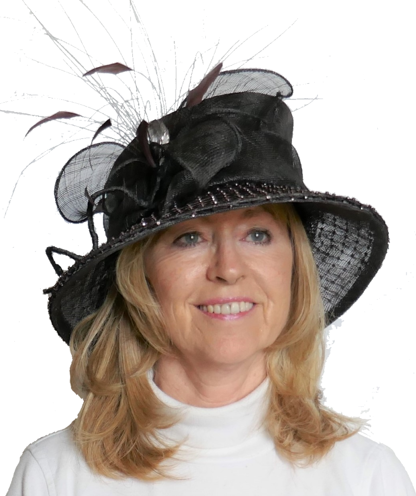 Chocolate brown hat with diamonte brim BL8905