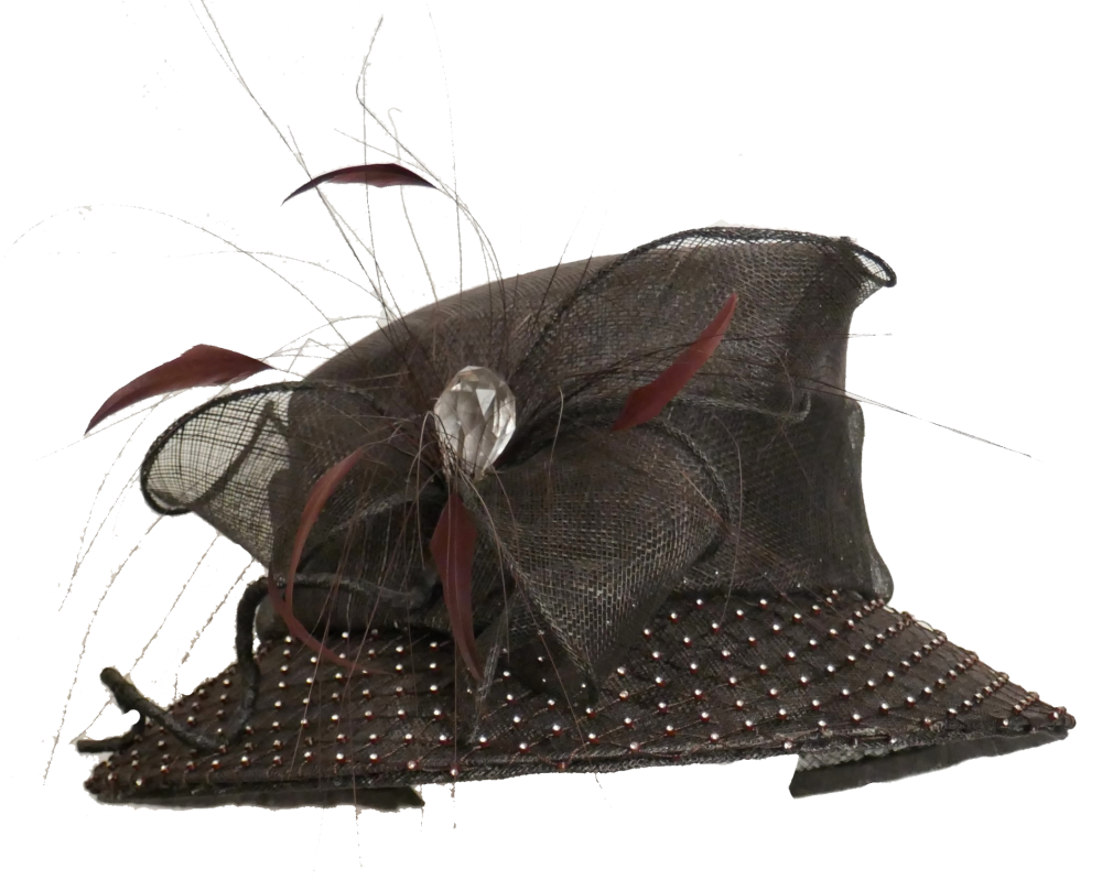 Chocolate brown hat with diamonte brim BL8905