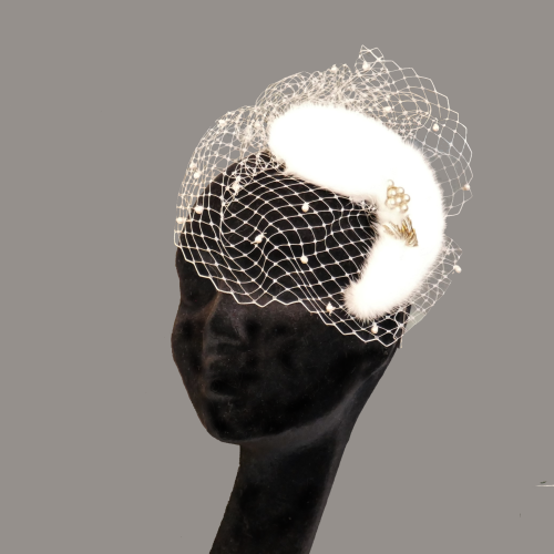 White mink headpiece
