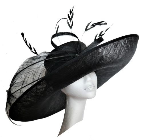 Extra large brim black hat FM-7506