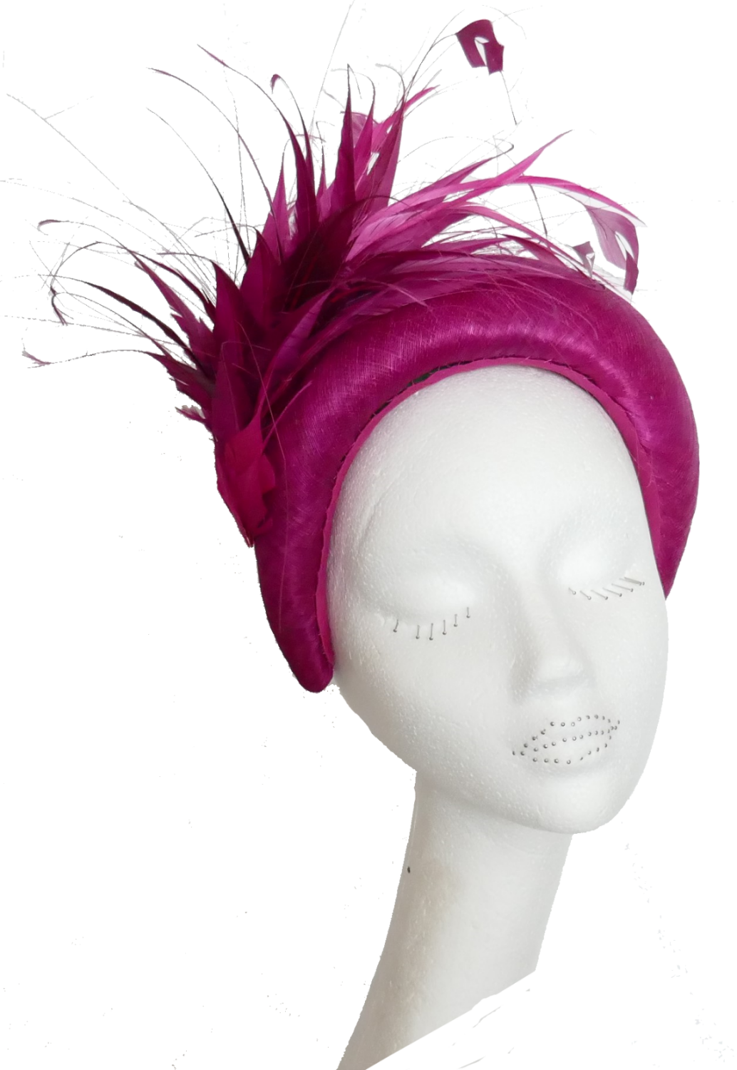 Handmade by Anna at The Beverley Hat Company - Magenta silk headband ANNA-2