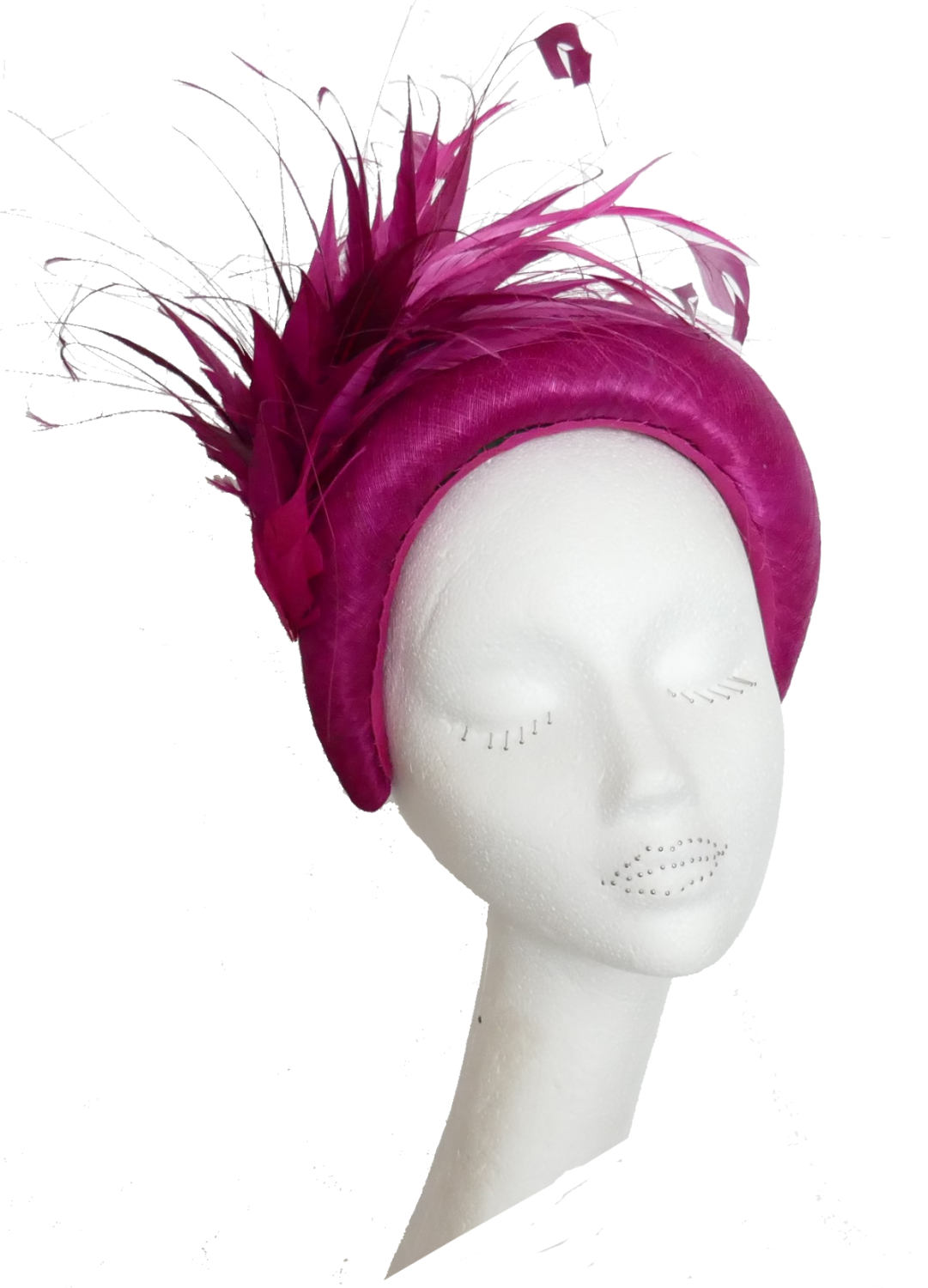 Handmade by Anna at The Beverley Hat Company - Magenta silk headband ANNA-2