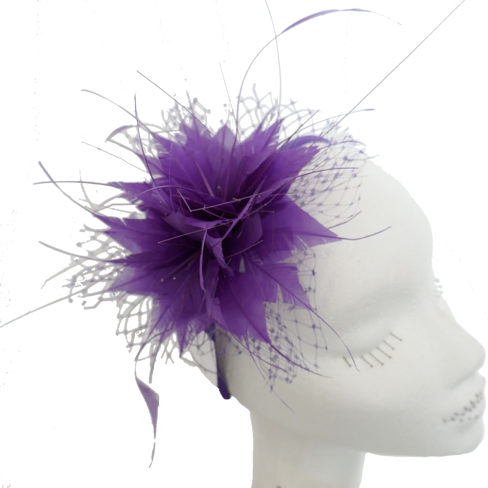 Juniper purple Feather & net headband F07