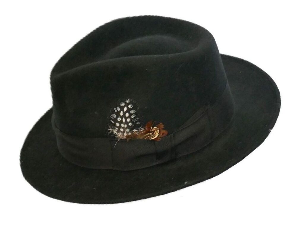 Black wool trilby E4