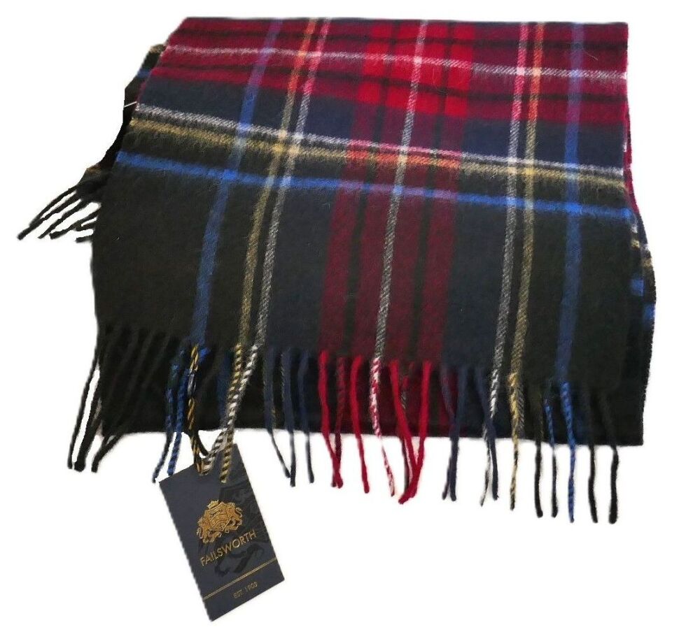 Wool Scarf by Failsworth Quality Black Tartan Plaid