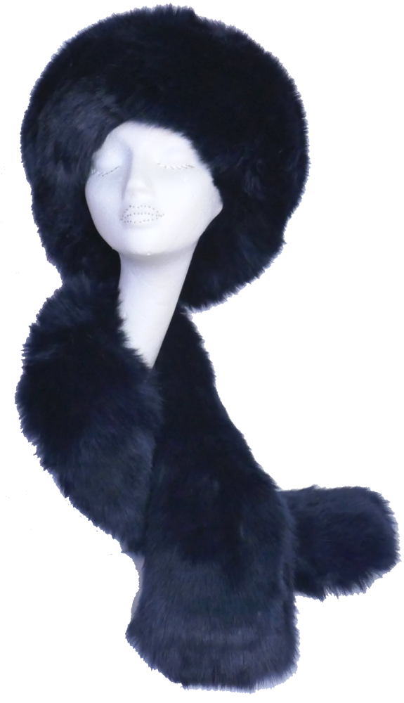 Moscow Large Faux Fur Cossack style hat with matching scarf Navy