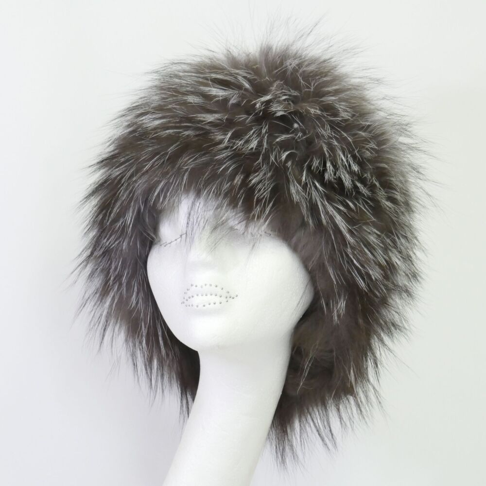 Silver fox fur knitted hat