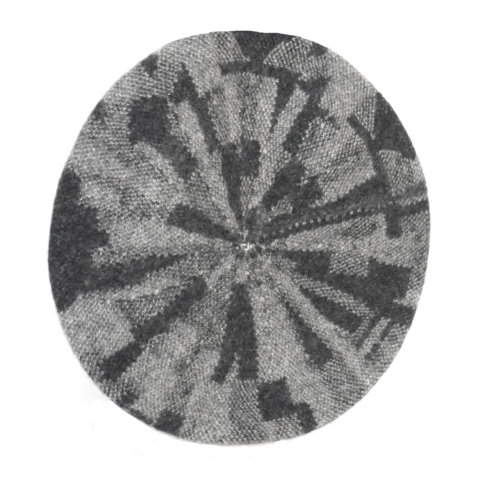 100% Pure new wool beret geometric pattern greys/charcoal  OS-150