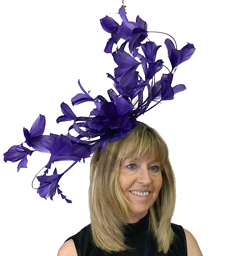 Dark purple feather fascinator  PB-2024