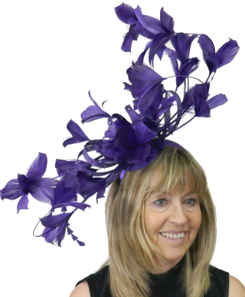 Dark purple feather fascinator  PB-2024