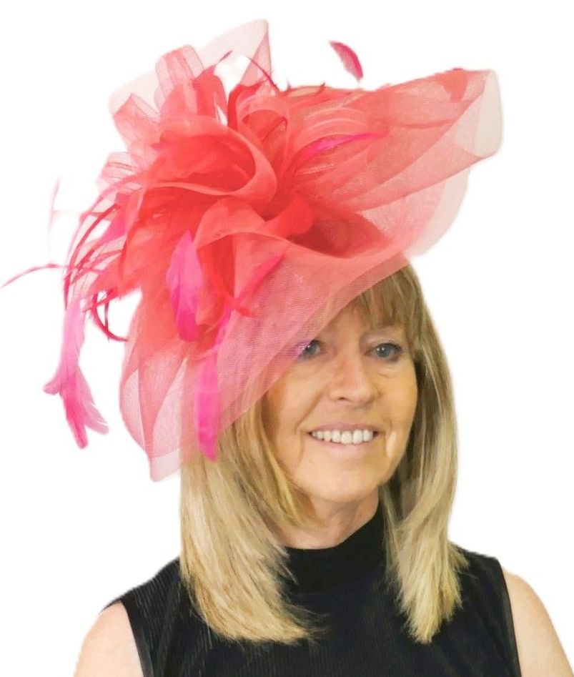 Crin fascinator JB20/165 available in Coral pink