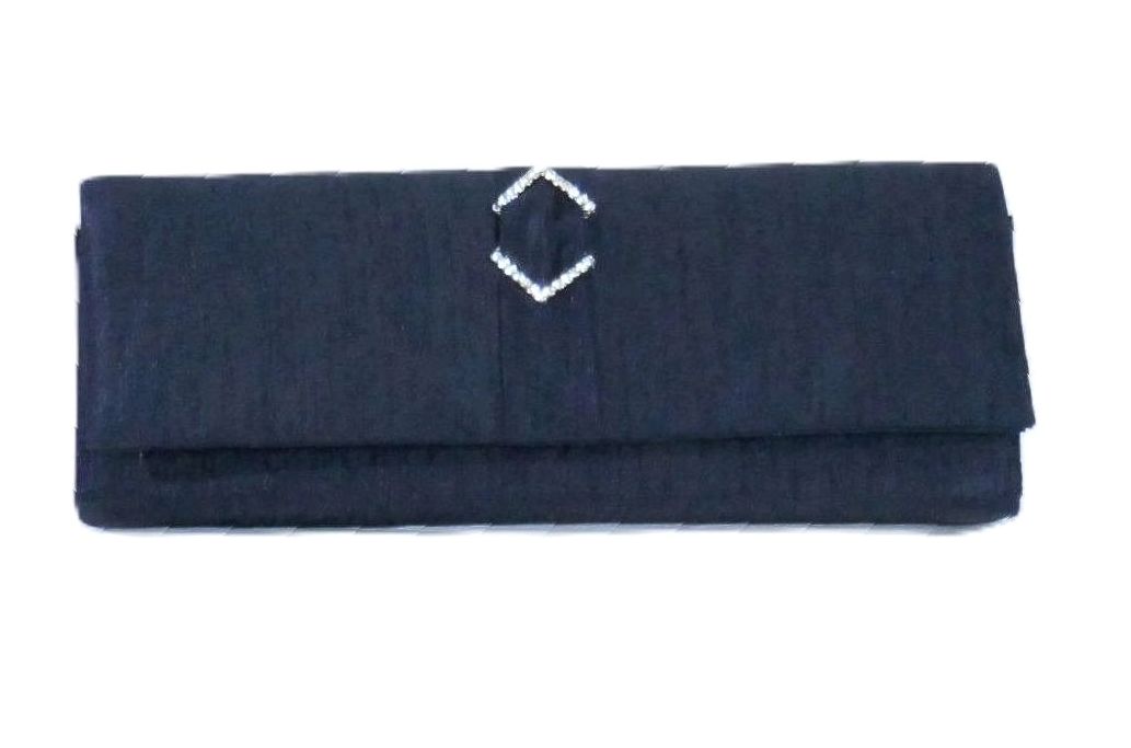 FM-Clutch Navy satin & diamonte