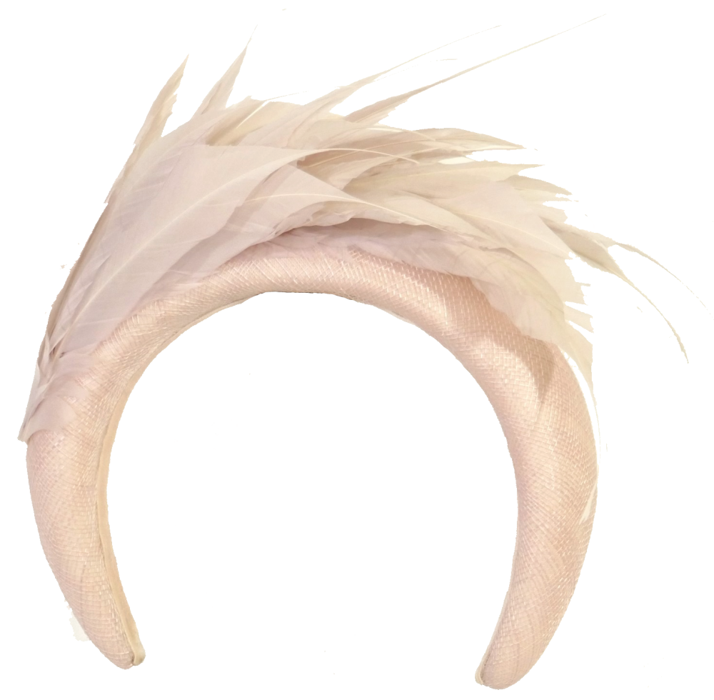 Pale Blush Pink Headband with cut feathers FM-9500