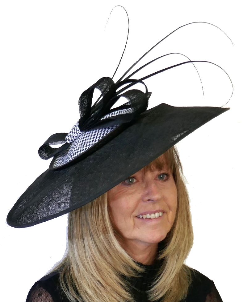Black & White Dogtooth Saucer Disc Hat NR-1990