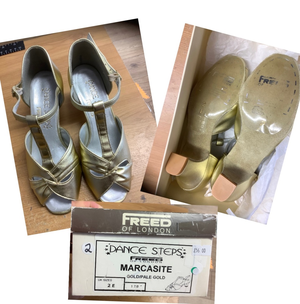 Gold ballroom shoes