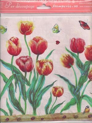 DFT051 Tulip Tulips Butterfly Decoupage Tissue Paper 