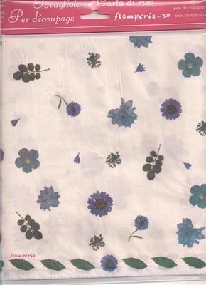 DFT019 Perriwinkle Blue Flowers Decoupage Tissue Paper 
