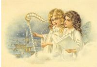 Christmas Angels Angel Harp Post Card 3052