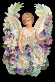 5086GT - Cherubs Angel Easter Flowers Glitter