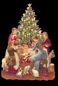 5122GT -  Christmas Tree Family Toys Dolls Glitter