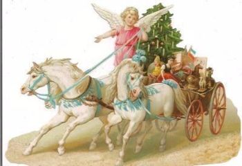 5126GT - Cherub Angel White Horses Christmas Glitter