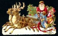5022GT - Santa Claus Father Christmas Sleigh Glitter