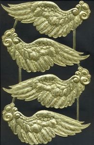 Dresden Scrap Gold Ornament Angel Wings 1137